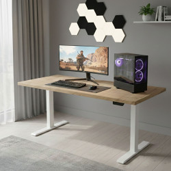 UVI LITE V2 electric sit-stand Chalet Oak desk and white frame 139 x 68 x 2,5 cm UVI LITE V2 electric sit-stand Chalet Oak desk and white frame 139 x 68 x 2,5 cm