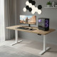 UVI LITE V2 Sit-Stand Desk Chalet Oak White Frame UVI LITE V2 electric sit-stand desk with KAINDL Chalet Oak desktop 139x68 cm and white metal frame, front view