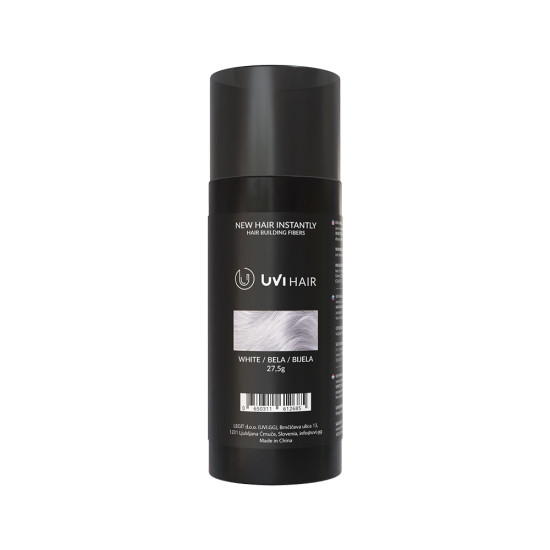UVI Hair Fiber White large 27.5g jar of natural keratin hair building fibres for thinning or fine hair
