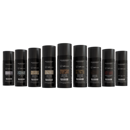 UVI Hair Fiber Dark Brown large 27.5g bottle of natural keratin hair thickening fibres, suitable for men and women, up to 50 applications