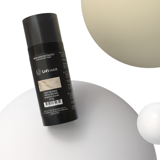 UVI Hair Fiber Light Blonde large 27.5g jar, natural keratin hair building fibers for thinning hair, suitable for men and women