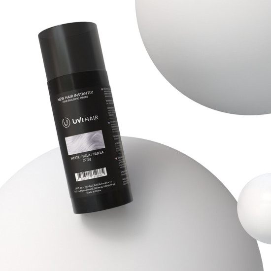 UVI Hair Fiber White large 27.5g jar of natural keratin hair building fibres for thinning or fine hair