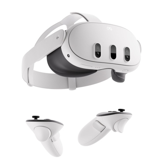 Meta Quest 3 512 GB VR Headset Meta Quest 3 512 GB VR headset in white, front-facing view showing dual lenses and controller-free design