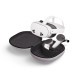 Meta Quest 3 / 3S Compact Carrying Case Meta Quest 3 and Quest 3S compact carrying case open to show felt shell and moulded plastic inner compartments holding headset, controllers, and cables