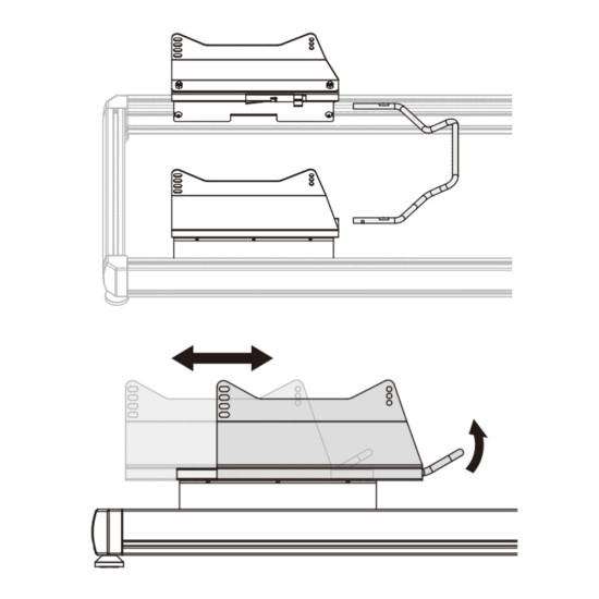 UVI Racing SIM Seat Rails Bundle UVI Racing SIM Seat Rails bundle with left and right seat brackets, movable sliders, and adjustment handle for simulator or ALU profile rigs