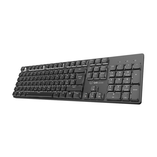 UVI Leaf Wireless mehanska tipkovnica UVI Leaf Wireless mehanska tipkovnica z nizkoprofilnimi rdečimi stikali OUTEMU, brezžična, kompaktna zasnova