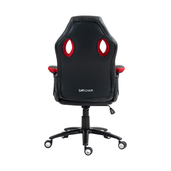 UVI Chair Hero Red gaming and office chair in red and black upholstery with extra-padded fixed armrests and a CLASS-4 gas lift base