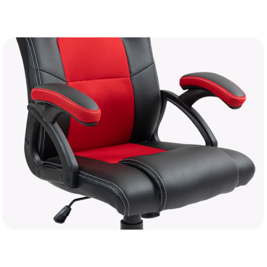 UVI Chair Hero Red gaming and office chair in red and black upholstery with extra-padded fixed armrests and a CLASS-4 gas lift base