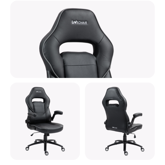 UVI Chair Simple Office black ergonomic office chair with CLASS-4 gas-lift height adjustment and butterfly tilt mechanism