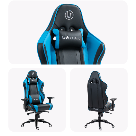 UVI Chair Sport XL Blue Gaming Chair UVI Chair Sport XL Blue gaming and office chair with reinforced steel frame, extra-wide seat, and blue accent detailing on a white background