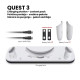 Meta Quest 3 Charging Dock & Stand Meta Quest 3 Charging Dock with LED charge indicators and slots for headset and two Touch Plus controllers on a compact white stand