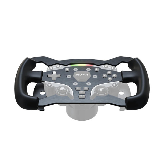MOZA Racing ES RS032 Formula Wheel Mod 28 cm MOZA Racing ES RS032 28 cm formula steering wheel mod with aluminium chassis and black TPU rubber grips, front view
