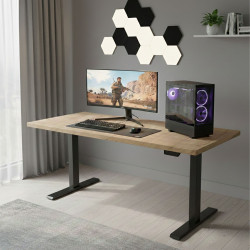 UVI LITE V2 electric sit-stand Chalet Oak desk and black frame 139 x 68 x 2,5 cm UVI LITE V2 electric sit-stand Chalet Oak desk and black frame 139 x 68 x 2,5 cm