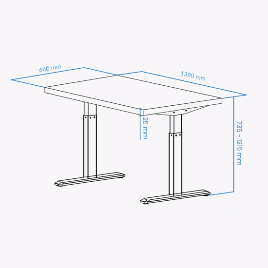 UVI LITE V2 Sit-Stand Desk Chalet Oak Black Frame UVI LITE V2 electric sit-stand desk with KAINDL Chalet Oak tabletop and black steel frame, shown at standing height
