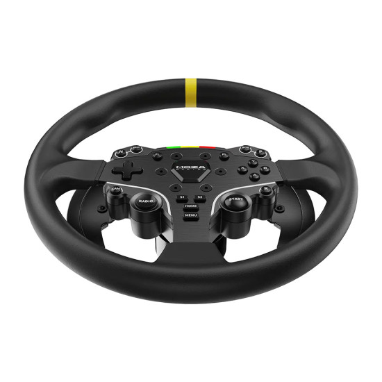 MOZA Racing ES RS046 30 cm okrogel volan MOZA Racing ES RS046 okrogel volan 30 cm, aluminijast obroč z mikrovlakenskim usnjenim oprijemom in podaljškom za prestavne lopatice
