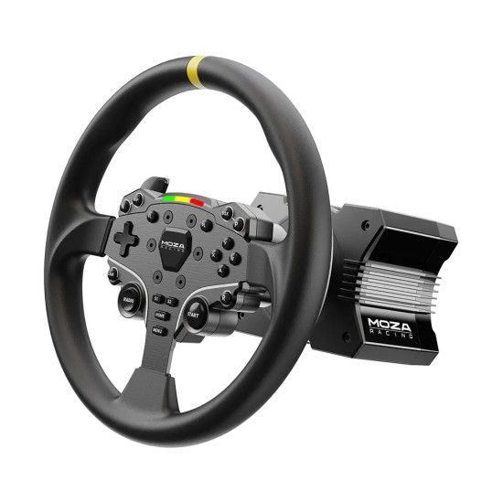 MOZA Racing ES RS046 30 cm okrogel volan MOZA Racing ES RS046 okrogel volan 30 cm, aluminijast obroč z mikrovlakenskim usnjenim oprijemom in podaljškom za prestavne lopatice