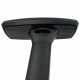 Pair of 3D adjustable chair armrests with 4 mounting holes, shown in multiple height and horizontal adjustment positions