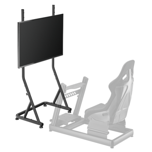 UVI Racing SIM Monitor & TV Stand 32–55 Inch UVI Racing SIM freestanding monitor and TV stand made from steel and aluminium, compatible with 32 to 55 inch screens, shown with adjustable height settings at 92 and 97 cm