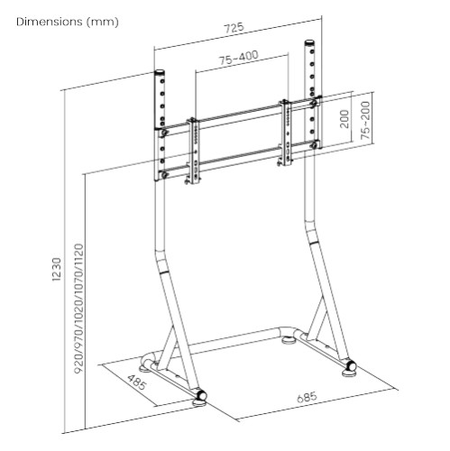 UVI Racing SIM Monitor & TV Stand 32–55 Inch UVI Racing SIM freestanding monitor and TV stand made from steel and aluminium, compatible with 32 to 55 inch screens, shown with adjustable height settings at 92 and 97 cm