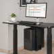 UVI Adjustable Under-Desk PC Mount V2 – up to 15 kg UVI Adjustable Under-Desk Computer Mount V2 installed beneath a desk, holding a PC tower with sliding track and swivel base visible