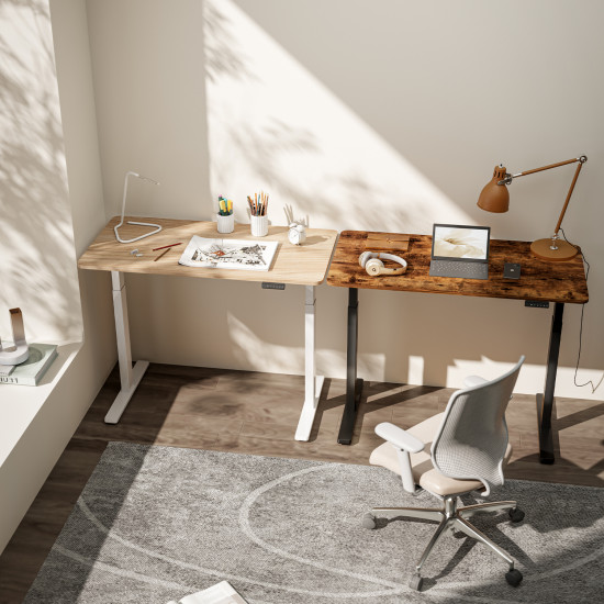 UVI LITE V2 Sit-Stand Desk Frame Electric Black UVI LITE V2 electric sit-stand desk frame in black, shown assembled without tabletop, adjustable width and height