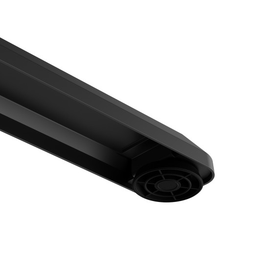 UVI Standard V2 electric sit-stand desk frame in black, showing 3-stage legs and adjustable width from 100 to 170 cm