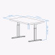 UVI STANDARD V2 Sit-Stand Desk Chalet Oak White UVI STANDARD V2 electric sit-stand desk with KAINDL Chalet Oak tabletop and white metal frame, front view