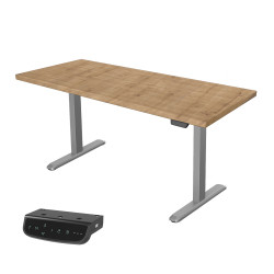 UVI STANDARD V2 Electric Sit-Stand Desk - Chalet Oak & Grey Frame 139 cm x 68 x 3,8 cm