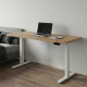 UVI STANDARD V2 Sit-Stand Desk Chalet Oak White UVI STANDARD V2 electric sit-stand desk with KAINDL Chalet Oak tabletop and white metal frame, front view