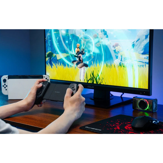 GameSir G8+ Bluetooth mobile controller with phone holder attachment, black gamepad with Hall Effect analog joysticks