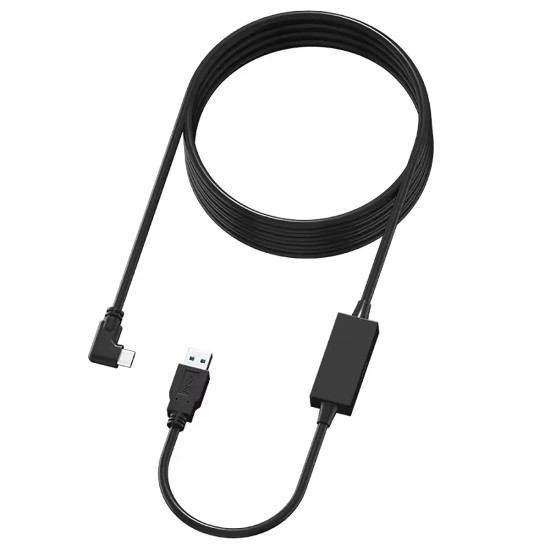 5-metre USB to Type-C Link cable compatible with Meta Quest 3 and Quest 3S VR headsets, coiled black cable on white background
