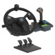 HORI Farming Vehicle Control System with 34 cm rubberized steering wheel, three-pedal set, and side console with joystick