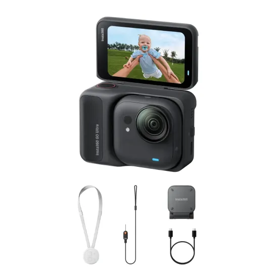 Insta360 GO Ultra Midnight Black Action Camera Insta360 GO Ultra Standard Bundle action camera in Midnight Black, compact design with magnetic mount system