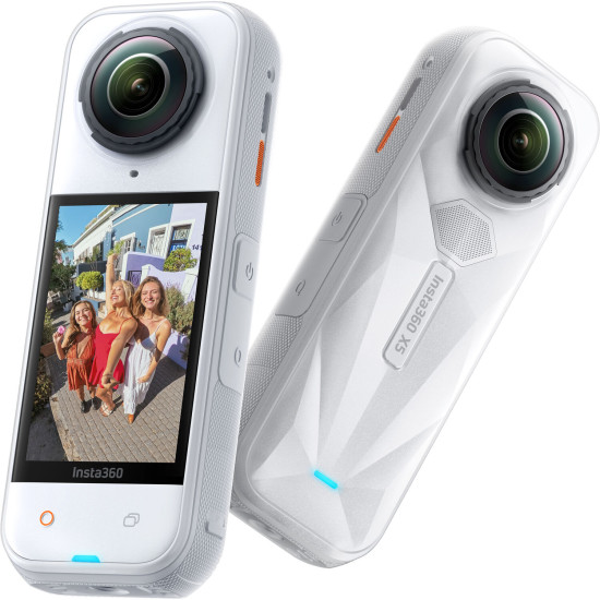 Insta360 X5 Satin White Limited Edition Insta360 X5 Satin White Limited Edition action camera, white finish, compact 360-degree body with dual lenses