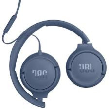 JBL Tune 520 USB-C wired on-ear headphones in blue with padded headband and flat tangle-free cable