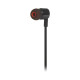 JBL Tune 210 Black in-ear headphones with flat tangle-free cable on white background