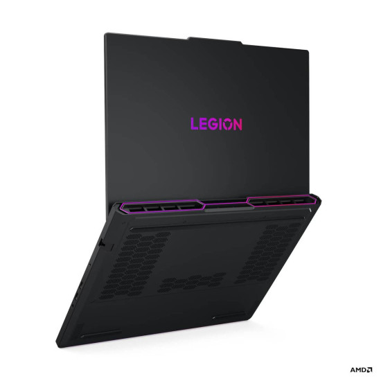 Lenovo Legion Pro 7 16AFR10H RTX 5070 Ti OLED 240Hz Lenovo Legion Pro 7 16AFR10H gaming laptop with 16-inch OLED display, open lid, dark chassis, front three-quarter view