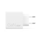 Lenovo Dual USB-C 65W GaN Charger in compact white housing with two USB-C ports and included 1.5m USB-C cable