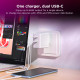Lenovo Dual USB-C 65W GaN Charger in compact white housing with two USB-C ports and included 1.5m USB-C cable
