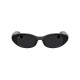 Meta Starfire Kylie Edition smart glasses in Classic Black with slim oval frames, XS 48-21 fit, front view showing ultrawide camera lens
