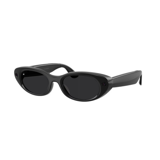 Meta Starfire Kylie Edition smart glasses in Classic Black XS 48-21 frame with Transitions Grey lenses, front three-quarter view