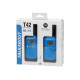 Motorola T42 Two-Way Radio – Blue Motorola T42 two-way radio in blue, compact walkie talkie with LCD screen and belt clip