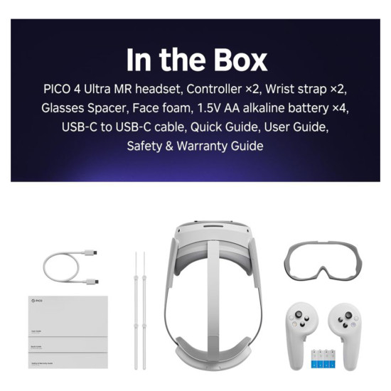Pico 4 Ultra 256 GB VR očala Pico 4 Ultra 256 GB VR očala, samostojna naprava z belim dizajnom in dvema kamerama na sprednji strani