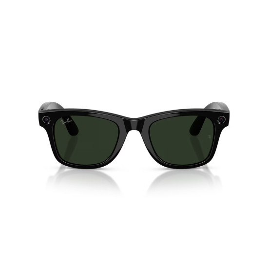 Ray-Ban Meta Wayfarer Gen 2 RW4012 smart glasses in shiny black with Transitions Graphite Green lenses, large frame 155/53