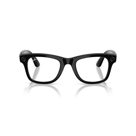 Ray-Ban Meta Wayfarer Gen 2 RW4012 smart glasses in shiny black with Transitions Graphite Green lenses, large frame 155/53