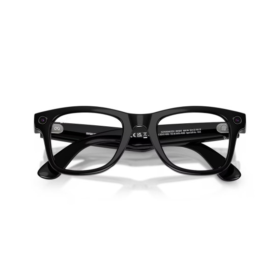 Ray-Ban Meta Wayfarer Gen 2 RW4012 smart glasses in shiny black with Transitions Graphite Green lenses, large frame 155/53