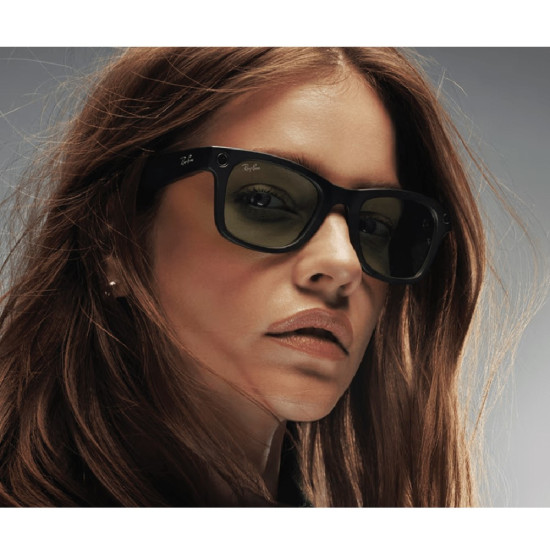 Ray-Ban Meta Wayfarer Black Matte Lens Green Transitions 
