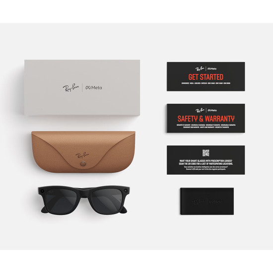 Ray-Ban Meta Wayfarer Gen 2 Matte Black Polar Graphite Ray-Ban Meta Wayfarer Gen 2 smart glasses in matte black with polarized gradient graphite lenses, front three-quarter view