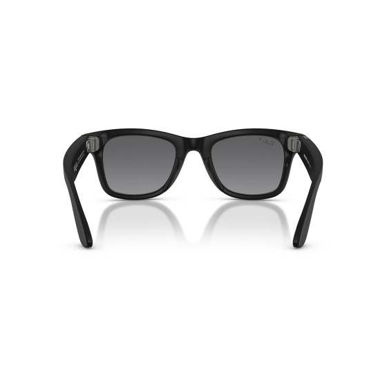 Ray-Ban Meta Wayfarer Gen 2 Matte Black Polar Graphite Ray-Ban Meta Wayfarer Gen 2 smart glasses in matte black with polarized gradient graphite lenses, front three-quarter view