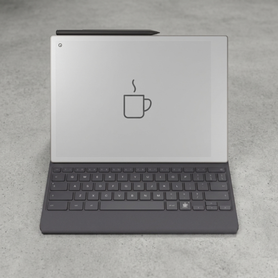 reMarkable Paper Pro Type Folio – Basalt Dark Grey reMarkable Paper Pro Type Folio keyboard in Basalt Dark Grey, US layout, magnetically attached to Paper Pro device